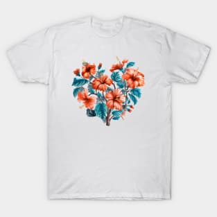 Hibiscus heart T-Shirt